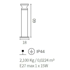 Lampioni Da Giardino-Ideal Lux Torre pt1 h60 lampioncino per esterno giardino antracite ip44