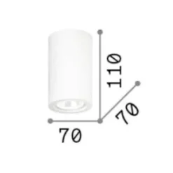 Faretti Da Soffitto-Ideal Lux Tower pl1 round faretto bianco cilindro