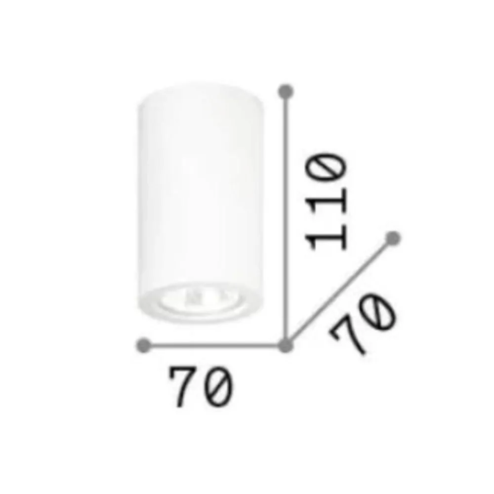 Faretti Da Soffitto-Ideal Lux Tower pl1 round faretto bianco cilindro