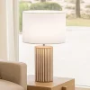 Lampade Da Tavolo-Perenz Illuminazione Tribale perenz lampada da tavolo marrone paralume tessuto bianco