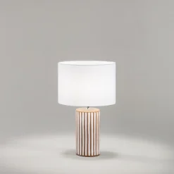Lampade Da Tavolo-Perenz Illuminazione Tribale perenz lampada da tavolo marrone paralume tessuto bianco