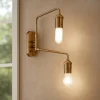 Applique Da Parete-Ideal Lux Triumph ap2 applique due luci ottone anticato orientabile