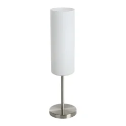 Lampade Da Tavolo-Eglo Troy 3 lampada da tavolo bianca cilindrica in vetro satinato