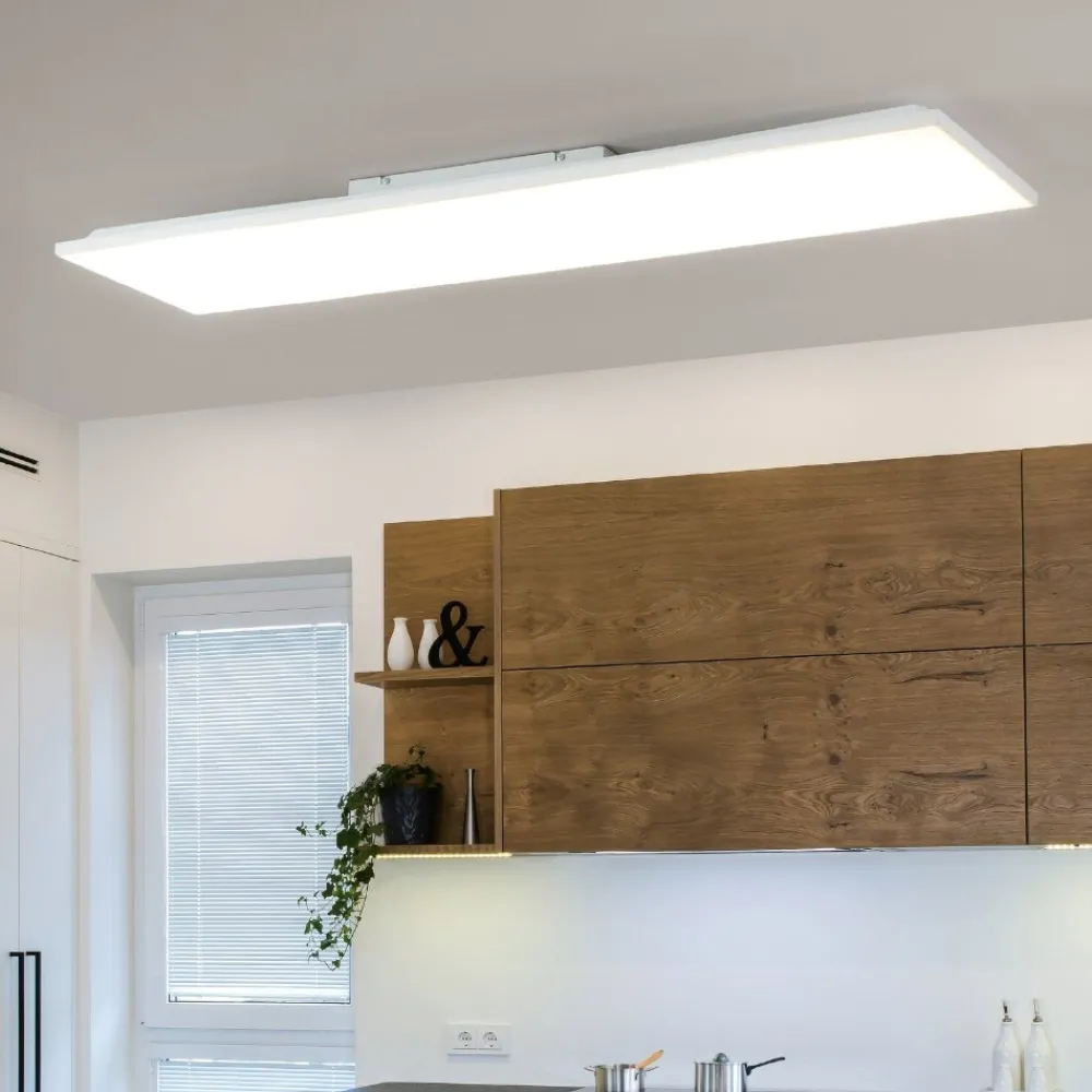 Plafoniere Moderne-Eglo Turcona plafoniera da cucina 120x30 dimmerabile smart controllo remoto app led rgb da 2700k a 6500k