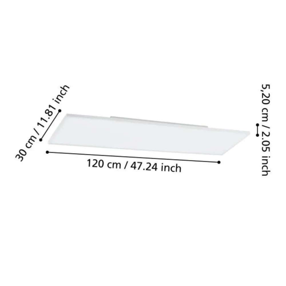 Plafoniere Moderne-Eglo Turcona plafoniera da cucina 120x30 dimmerabile smart controllo remoto app led rgb da 2700k a 6500k