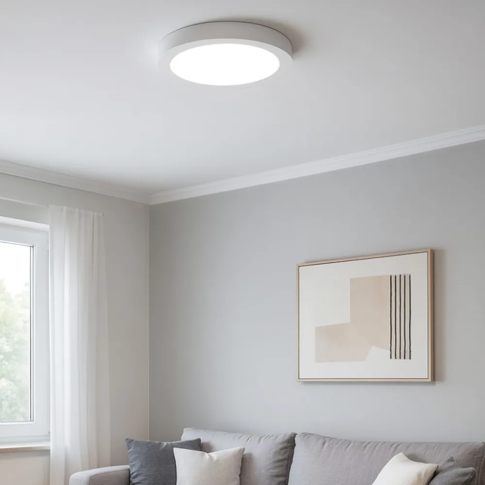 Plafoniere Moderne-Ideal Lux Universal pl d17 round 4000k plafoniera da cucina bianca