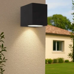 Applique Da Esterno-Ideal Lux Up ap1 applique da esterno ip44 cubo nero luce mono emissione