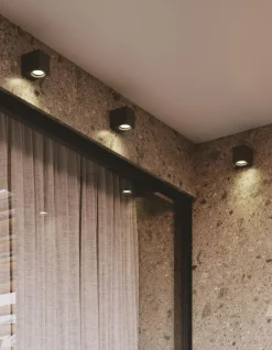 Applique Da Esterno-Ideal Lux Up ap1 applique da esterno ip44 cubo nero luce mono emissione