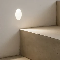 Segnapasso Led-Ondaluce Valzer segnapasso di gesso ovale da incasso led 1w 3000k 220-230v