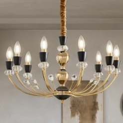 Lampadari Moderni-Ideal Lux Vanity sp8 lampadario oro e nero cristalli molati