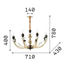 Lampadari Moderni-Ideal Lux Vanity sp8 lampadario oro e nero cristalli molati