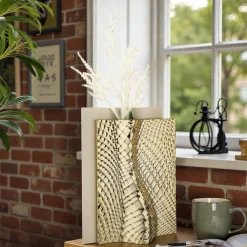 Soprammobili Moderni-Bongelli Preziosi Vaso design soprammobile nocciola h30cm oro