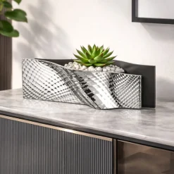 Soprammobili Moderni-Bongelli Preziosi Vaso orizzontale nero argento design moderno