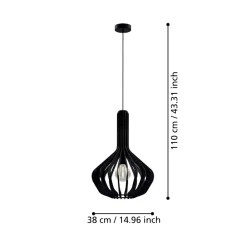 Lampade A Sospensione-Eglo Velasco lampada a sospensione per cucina in legno colore nero