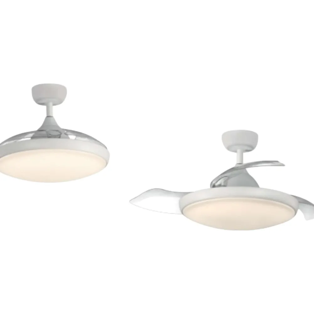 Ventilatori Da Soffitto-Selezionato da Mazzolaluce Ventilatore a lampadario bianco con pale motorizzate retrattili