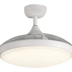 Ventilatori Da Soffitto-Selezionato da Mazzolaluce Ventilatore a lampadario bianco con pale motorizzate retrattili