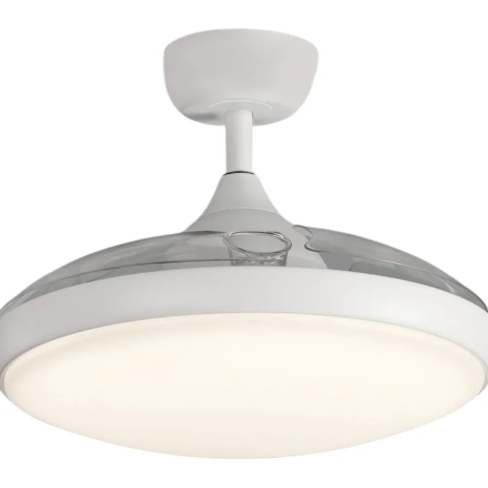 Ventilatori Da Soffitto-Selezionato da Mazzolaluce Ventilatore a lampadario bianco con pale motorizzate retrattili