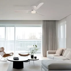 Ventilatori Da Soffitto-Selezionato da Mazzolaluce Ventilatore a pale da soffitto bianco con luce silenzioso 18mq