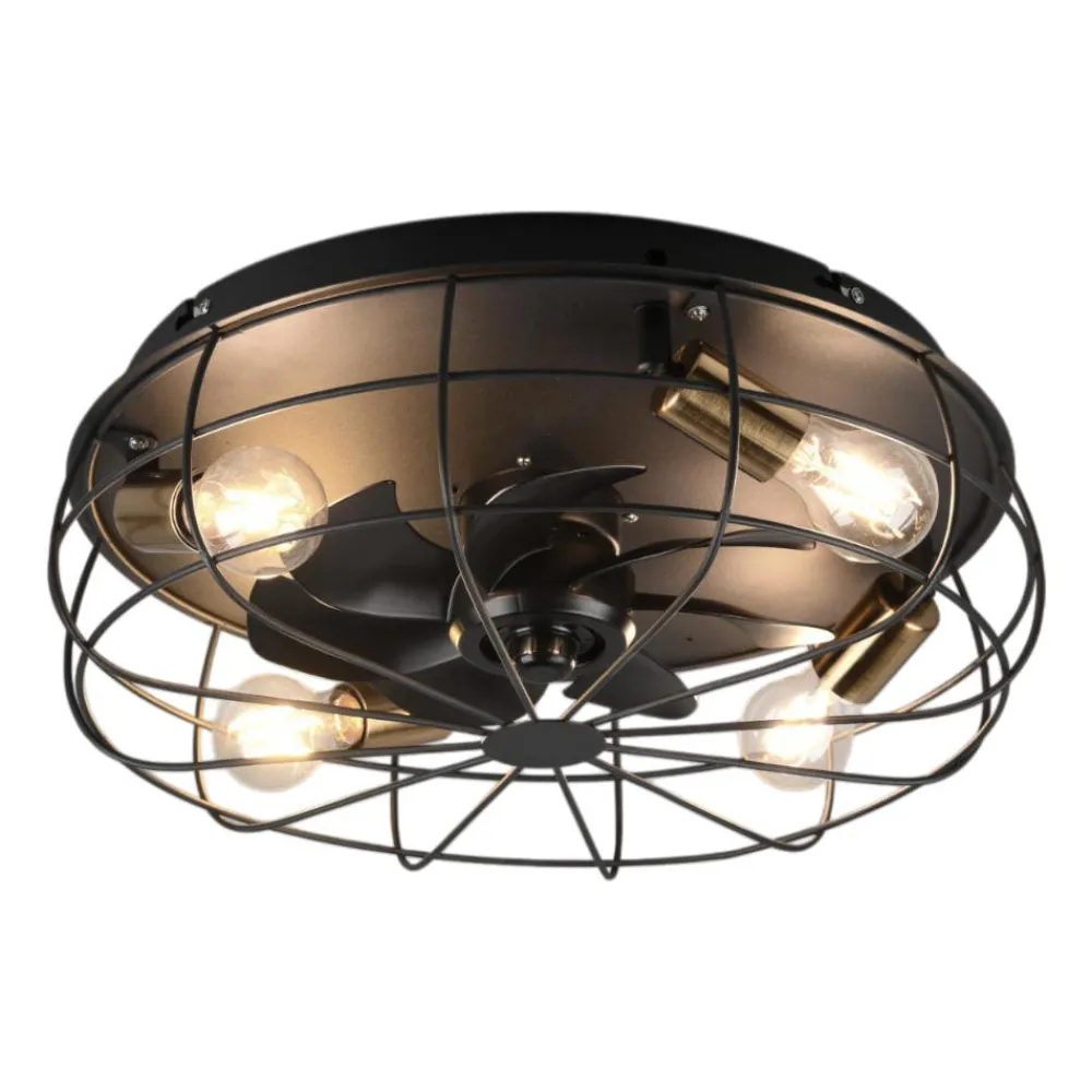 Ventilatori Da Soffitto-Selezionato da Mazzolaluce Ventilatore a plafoniera con luce da soffitto rustico nero