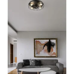 Ventilatori Da Soffitto-Selezionato da Mazzolaluce Ventilatore a plafoniera con luce da soffitto rustico nero