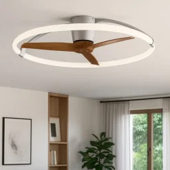Ventilatori Da Soffitto-Selezionato da Mazzolaluce Ventilatore a plafoniera con luce 20mq grigio pale di legno con telecomando
