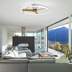 Ventilatori Da Soffitto-Selezionato da Mazzolaluce Ventilatore a plafoniera con luce 20mq grigio pale di legno con telecomando
