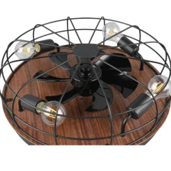 Ventilatori Da Soffitto-Selezionato da Mazzolaluce Ventilatore a plafoniera da soffitto vintage con luce nero