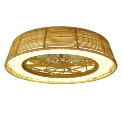 Ventilatori Da Soffitto-Selezionato da Mazzolaluce Ventilatore a plafoniera da soffitto in rattan con luce 20mq con telecomando