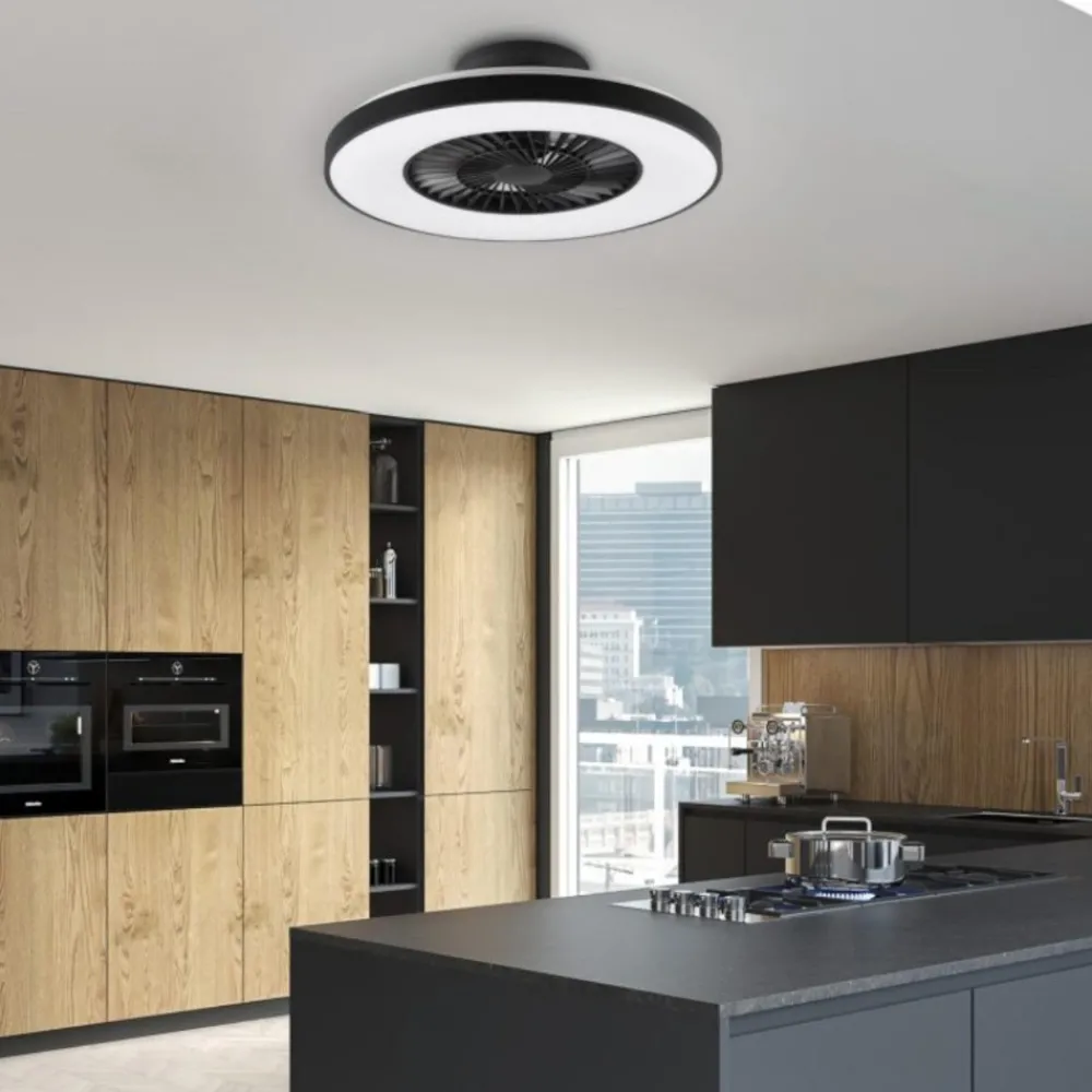 Ventilatori Da Soffitto-Selezionato da Mazzolaluce Ventilatore a plafoniera da soffitto nero silenzioso con luce