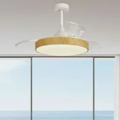 Ventilatori Da Soffitto-Selezionato da Mazzolaluce Ventilatore a plafoniera pale richiudibili marrone led cct telecomando e app 20mq