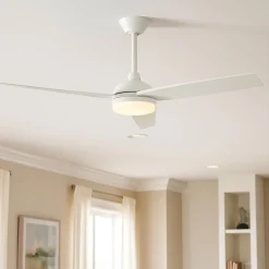 Ventilatori Da Soffitto-Selezionato da Mazzolaluce Ventilatore bianco con luce da soffitto a pale silenzioso 28mq con telecomando