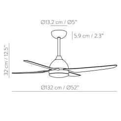 Ventilatori Da Soffitto-Selezionato da Mazzolaluce Ventilatore bianco da soffitto 18mq con luce a pale