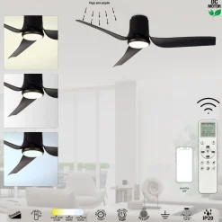 Ventilatori Da Soffitto-Selezionato da Mazzolaluce Ventilatore con luce da soffitto nero led cct con telecomando e app