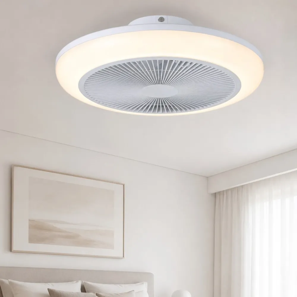 Ventilatori Da Soffitto-Eglo Ventilatore con plafoniera ambienti 13-20mq led cct sayulita