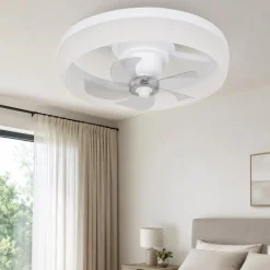Ventilatori Da Soffitto-Eglo Ventilatore con plafoniera bianco led cct ambienti fino a 13mq con telecomando