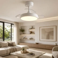 Ventilatori Da Soffitto-Eglo Ventilatore con plafoniera pale retraibili malpica led cct stanza 13mq