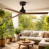 Ventilatori Da Soffitto-Selezionato da Mazzolaluce Ventilatore da esterno per soffitto ip44 nero e marrone smart app 28mq
