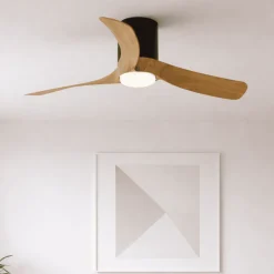 Ventilatori Da Soffitto-Selezionato da Mazzolaluce Ventilatore da soffitto ambienti 13mq nero e legno led cct dimmerabile e telecomando