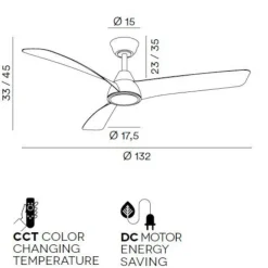 Ventilatori Da Soffitto-Selezionato da Mazzolaluce Ventilatore da soffitto bianco bianco 20mq con luce e telecomando