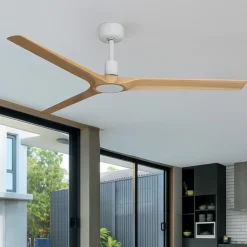 Ventilatori Da Soffitto-Selezionato da Mazzolaluce Ventilatore da soffitto bianco pale legno silenzioso 18mq
