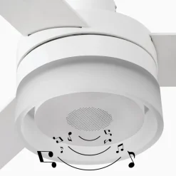 Ventilatori Da Soffitto-Selezionato da Mazzolaluce Ventilatore da soffitto bianco con cassa bluetooth con luce led 3000k tetto inclinato 28mq