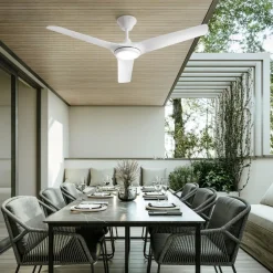 Ventilatori Da Soffitto-Selezionato da Mazzolaluce Ventilatore da soffitto bianco con telecomando e luce 20mq ip66 per esterno