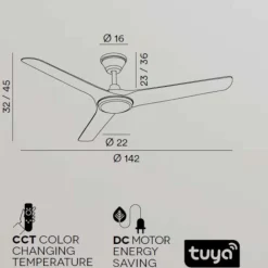 Ventilatori Da Soffitto-Selezionato da Mazzolaluce Ventilatore da soffitto bianco con telecomando e luce 20mq ip66 per esterno