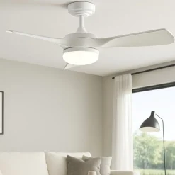 Ventilatori Da Soffitto-Selezionato da Mazzolaluce Ventilatore da soffitto bianco silenzioso con luce e telecomando