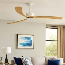 Ventilatori Da Soffitto-Selezionato da Mazzolaluce Ventilatore da soffitto bianco con telecomando pale legno 39mq