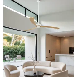 Ventilatori Da Soffitto-Selezionato da Mazzolaluce Ventilatore da soffitto bianco con telecomando pale legno 39mq