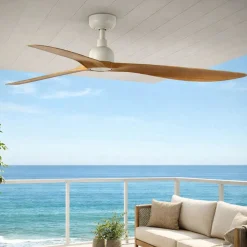 Ventilatori Da Soffitto-Selezionato da Mazzolaluce Ventilatore da soffitto bianco legno ip44 motore silenzioso inverter