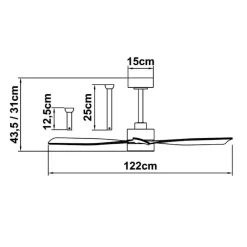 Ventilatori Da Soffitto-Selezionato da Mazzolaluce Ventilatore da soffitto con luce telecomando bianco 20mq