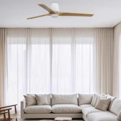 Ventilatori Da Soffitto-Selezionato da Mazzolaluce Ventilatore da soffitto con luce led cct bianco e legno chiaro con telecomando 28mq