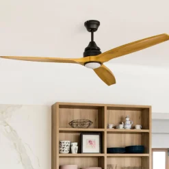 Ventilatori Da Soffitto-Selezionato da Mazzolaluce Ventilatore da soffitto con led cct nero pale legno smart wifi 17-28mq